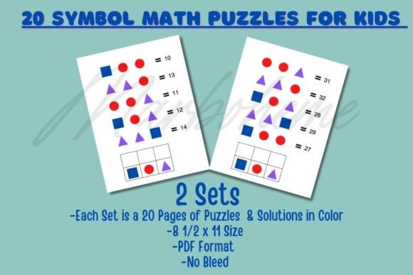 20 Kids Symbol Math Puzzles Symbol Math