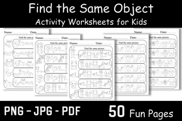 50 Printable Activity Worksheets for Kids: Enhancing Learning Through Matching Objects