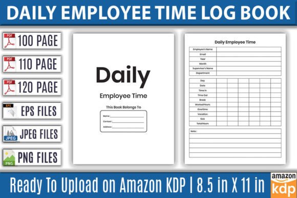 Daily Employee Time Log Book Bundle KD