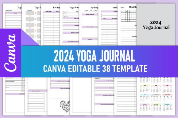 Editable 2024 Yoga Journal Canva KDP