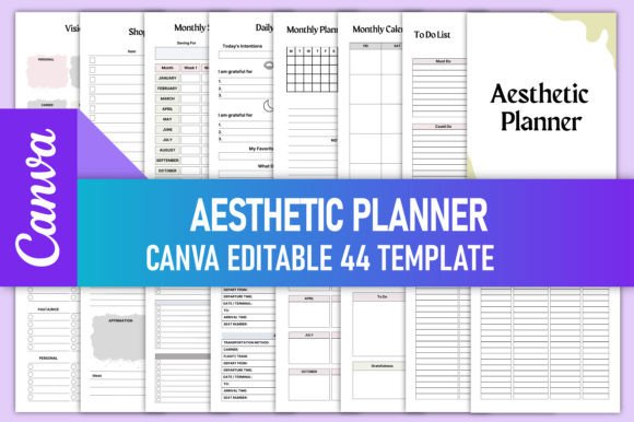 Editable Aesthetic Planner Canva Template