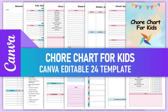 Editable Chore Chart for Kids Canva KDP