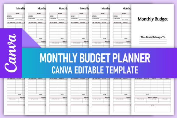 Editable Monthly Budget for Canva KDP