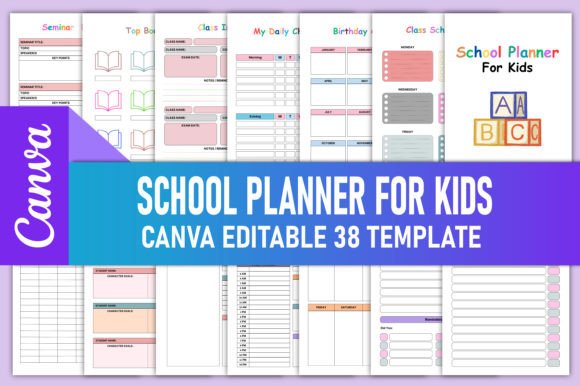 Editable School Planner for Kids Canva