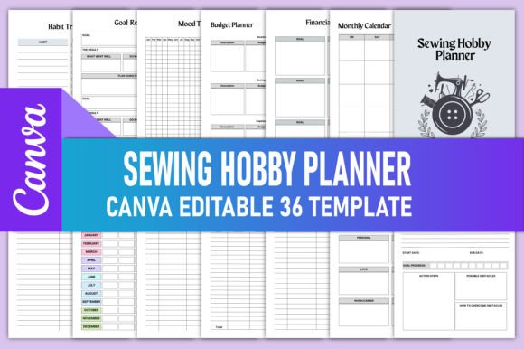 Editable Sewing Hobby Planner for Canva