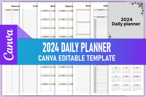 Maximize Productivity with the Editable 2024 Daily Planner Canva KDP