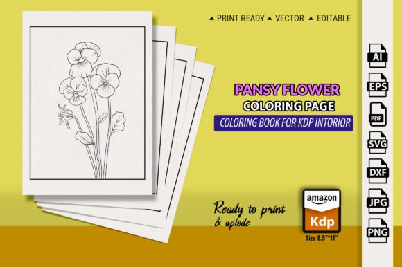 Pansy Flower Line Drawing Coloring Pages: A Creative Resource for Adults
